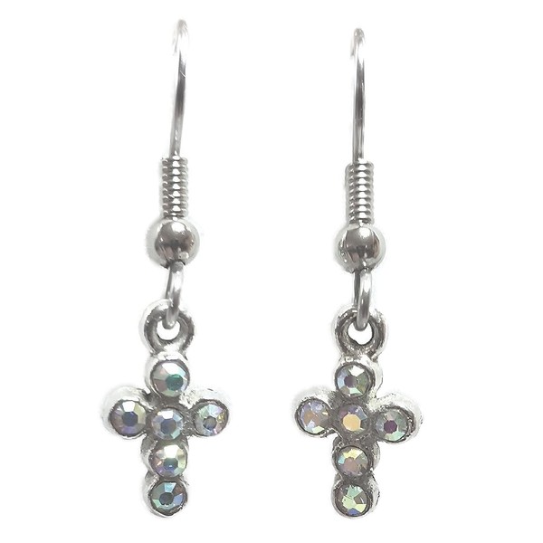 Tiny Cross – Clear AB Crystal Rhinestones - (13x8mm) -