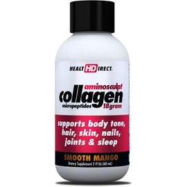 Health Direct – Medical-Grade Liquid Collagen Shots – AminoSculpt Sugar-Free – Smooth Mango – 12 Servings, (12pk, 2oz Shots) – Good for Joints, Bones, & Sleep – Better Hair, Skin & Nails