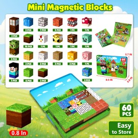 Magnetic Blocks, 60PCS Toddler Travel Toys Magnetic Tiles with Metal Box, Magnet Building Blocks Creative Construction Sensory Toys for Kids Boys Girls Ages 3 4 5 6 7 8 9 10 Birthday Gifts