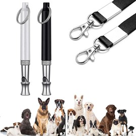 Dog Whistle, Dog Whistle High Frequency Silent, Pack of 2 Dog Whistle Against Barking, Used for the Back Call, Dog Whistle Against Barking, Adjustable Dog Whistle Against Barking with Lanyard