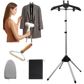 Garment Steamer Stand Rack for Clothes With Stand, Folding Garment Steamer Iron Stand With Ironing Gloves,Ideal for Travel and Home Ironing