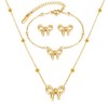 YANCHUN Gold Bow Necklace for Women Dainty Gold Bow Bracelet