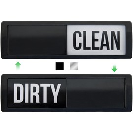 GORILLA GRIP Strong Dishwasher Magnet Clean Dirty Sign, Large Letters for Easy Read, Optional Adhesive Sticker for Non-Magnet Surfaces, Non-Scratch Sliding Dish Washer Magnets, Kitchen Decor, Black