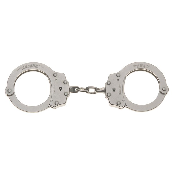 Peerless Handcuff Company, Oversize Handcuff, Model 7030-6X, Oversize Chain Handcuff with 8 Links - Nickel Finish
