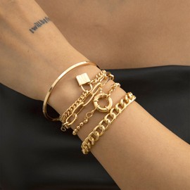 Dainty Gold Sliver Bracelets for Women Link Chain Herringbone Twisted Rope Box Mesh Bracelet Gold Plated Minimalist Chain Charm Bracelet Jewelry Gifts for Women Girls