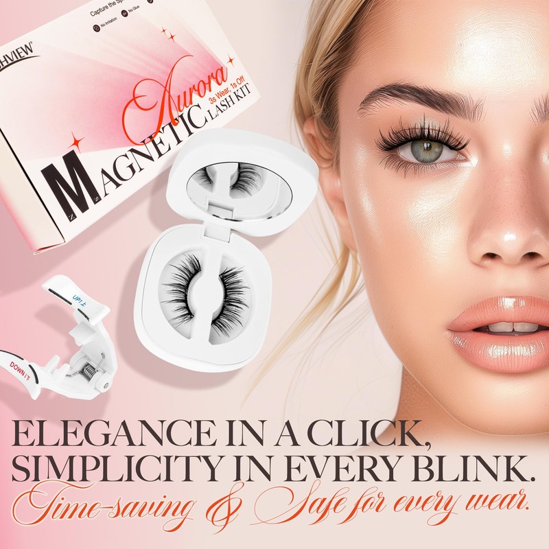 LASHVIEW Magnetic Eyelashes with Applicator, Soft Magnetic Lashes Natural Look