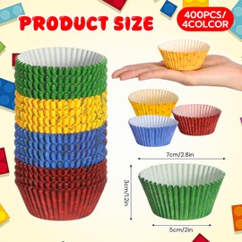 Mimorou Reallnaive 400 Pcs Building Blocks Birthday Party Supplies Cupcake Liners Paper Baking Cups Muffin Cupcake Wrappers Standard Liners Holders for Cakes Baking Ice Cream Dessert Cheese Wedding