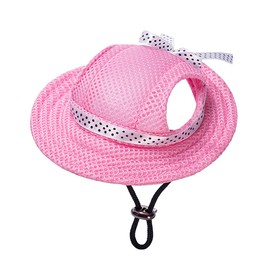 MaruPet Round Brim Princess Hat Visor Hat Pet Dog Mesh Porous Sun Hat with Ear Holes for Small, Extra Small Dog Teddy, Pug, Chihuahua, Shih Tzu, Yorkshire Terriers, Papillon Pink L
