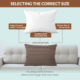 Pillowflex 5% Duck Feather by 5% Down Pillow Inserts for Decorative Shams - Comfy and Lump-Free Luxury Rectangular Duck Feather Pillows, 100% Cotton White Shell for Sleeping (12'x18', 2 Sets)