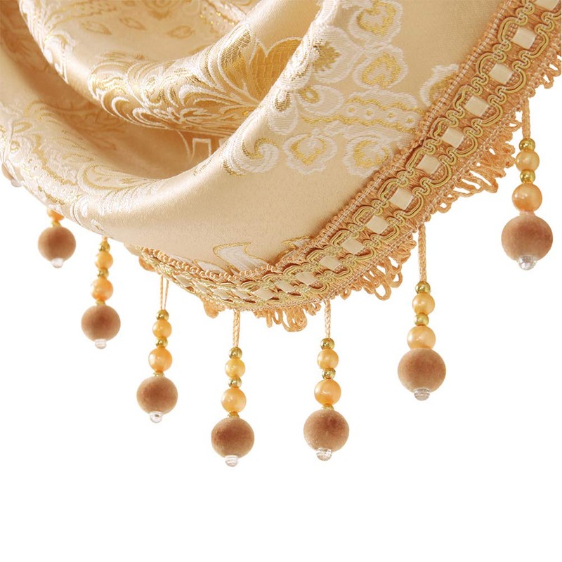ELKCA Golden Jacquard Swag Waterfall Valance Luxury Curtain Valance for