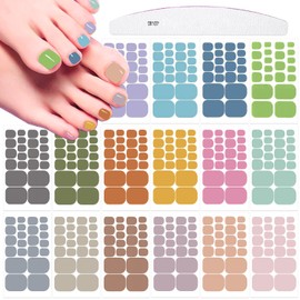 XEAOHESY 352 Pieces 16 Sheets Dark Solid Color Toe Nail Polish Strips Toe Nail Wraps with Nail File Self-Adhesive Gel Nail Strips Toe Nail Stickers Full Nail Wraps for Women Toenail Art