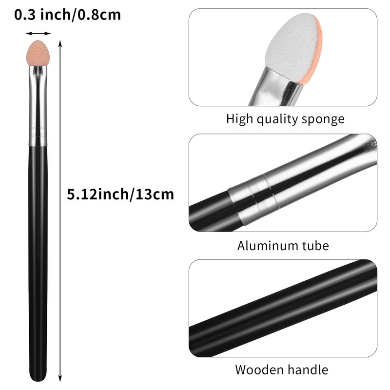 Sibba Sponge Eye Makeup Brushes, 12 Pieces Black Double Sided