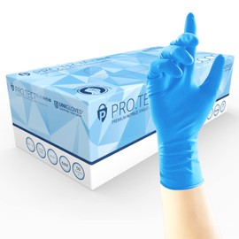 Unigloves PRO.TECT Blue XHD+ Nitrile Disposable Gloves - Ultra Heavy Duty, Single Use, Multipurpose, Powder Free Gloves - Box of 50 Gloves, Blue, Medium (GA0103)