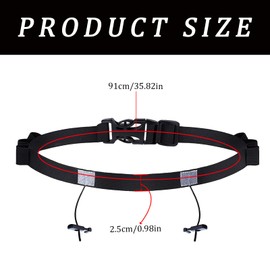 Triathlon Race Number Band, Adjustable Running Belt with Number Holder, 6 Ring Running Belt, Riathlon Running Belt, Race Number Belt, for Triathlon, Marathon, Running, Cycling, jet black, One Size