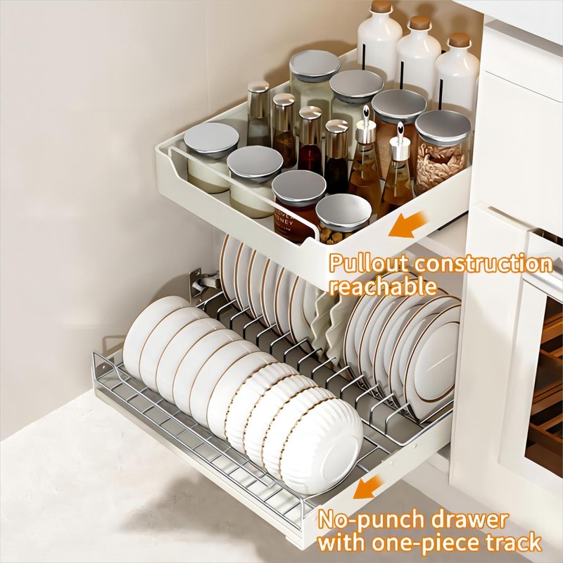 ZHOHO TANT Pull Out Cabinet Organizer Fixed with Adhesive Nano