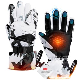 HIKENTURE Ski Gloves (100% Waterproof, 5 Times Heat Retention), Unisex, Perfect for Snowboarding, Skiing, Mountain Climbing, Playing in the Snow, Snow Removal Work
