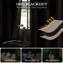 RYB HOME Extra Wide 100% Blackout Patio Door Curtain- Privacy&Thermal Insulated Room Divider Drape, Grommet Sliding Door Curtain for Living Room/Bedroom Large Window, Linen, W100 x L96, 1 Panel