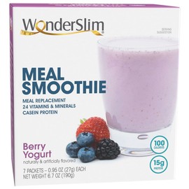 WonderSlim Meal Replacement Smoothie, Berry Yogurt, 100 Calories, 15g Protein (7ct)