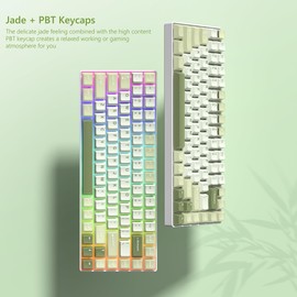 Womier Matcha Green Keycaps PBT, Jelly Keycaps 60 75 100 Percent, Translucent Jade Key caps Custom 127 Keys, Cherry Profile for 61/68/84/87/98/100 Cherry Gateron MX Mechanical Gaming Keyboards