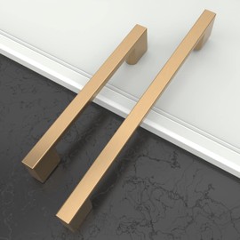 Amerdeco 8 Pack Champagne Gold Cabinet Pulls 192mm Hole Center Cabinet Hardware Kitchen Cabinet Handles for Bathroom Drawer Pulls Dresser Pulls UK0036