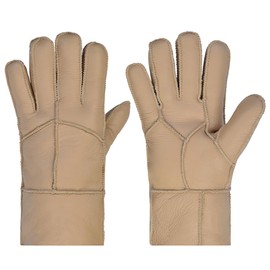 Harssidanzar Winter Shearling Gloves,Women's Warm Winter Leather Shearling Sheepskin Gloves KL032US,Beige,Szie XL