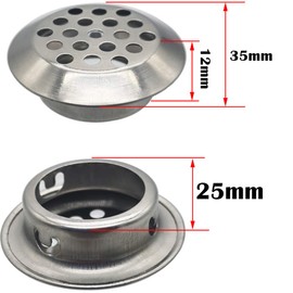 CTRICALVER 35 Pcs Stainless Steel Air Vent Hole Ventilation Louver| Round Shaped, Round Shaped Mesh Hole|25mm Round Ventilation Grille for Kitchen, Bathroom, Cabinet, Wardrobe, or Shoe Cabinet