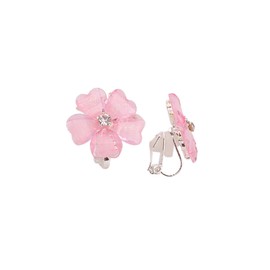 GRACE JUN Silver Plated or Gold Plated Opal Flower Shape Clip on Earrings Non Piercing for Women (Pink)