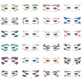 24 Piezas Maquillaje De Ojos Para Fiestas De Cumpleaños Reuniones Escenarios Sombras De Ojos Coloridas Tatuajes Temporales Para Ojos