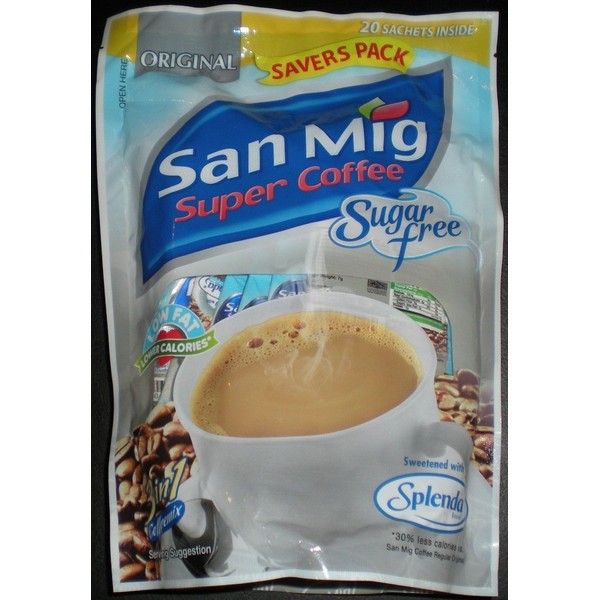 SAN MIG 3in1 SUPER COFFEE Original Sugar Free 20 Sachet Pack