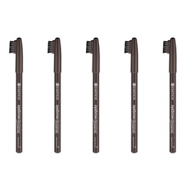 essence eyebrow DESIGNER, Eye Pencil, eyebrow pencil, 11 deep brown, brown, defining, natural, vegan, microplastic-free, nanoparticle-free, pack of 5 (5 x 1g)
