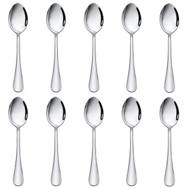 Hosybal Small Appetizer Demitasse Spoons Stainless Steel Set of 10, 4.7 Inches, Salad Dessert Coffee Cocktail Espresso Flatware (4.7-inch Small Coffee Spoons, 10 Pcs)