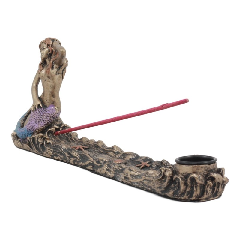 Ebros Beautiful Ocean Mermaid Sun Bathing Incense Burner Statue Nautical