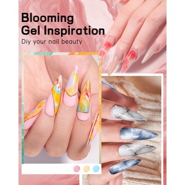 Nail Blooming Gel Glue Polish-15ml Soak Off UV LED Clear Blooming Structure Gel Polish for Spreading Effect Marble Stone Watercolor Floral Print Gel Polish DIY Art Design, with Any Colors Gel Polish