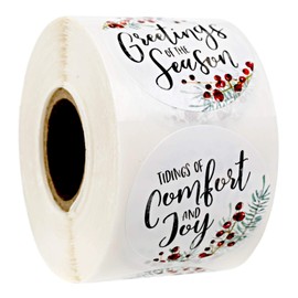 Holly Berry Holiday Stickers / 500 Greenery Greeting Card Envelope Seals / 6 Alternating Watercolor Christmas Sticker Designs / 1.5" Rustic Christmas Labels