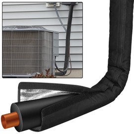 HVAC Copper Pipe Insulation Cover, 72''x10.2'' Outdoor Mini Split AC Heating System Line Foam Tube Protector Sleeve, Flexible Insulation Wrap for Central Air Conditioner and Heat Pump, Black 1PCS