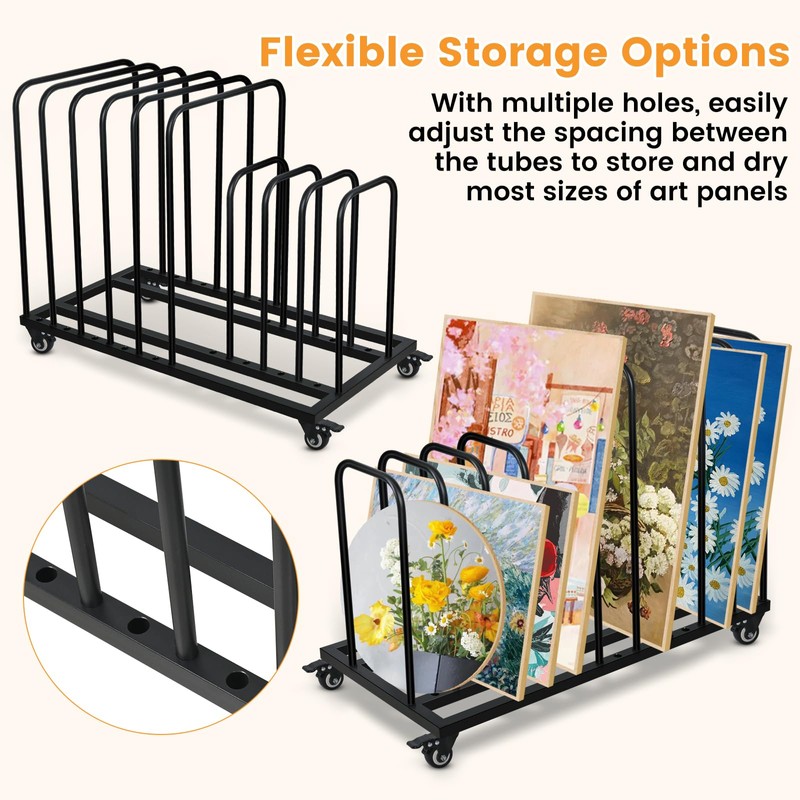 SOCROTO Art Canvas Storage Rack,Art Storage Organizer with Wheels,Metal Art