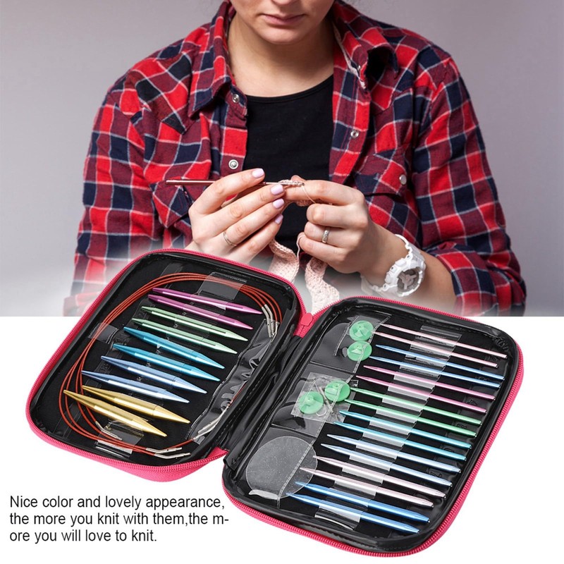 Haosie 26pcs Circular Knitting Needles, Aluminum Knitting Needles Set, Interchangeable
