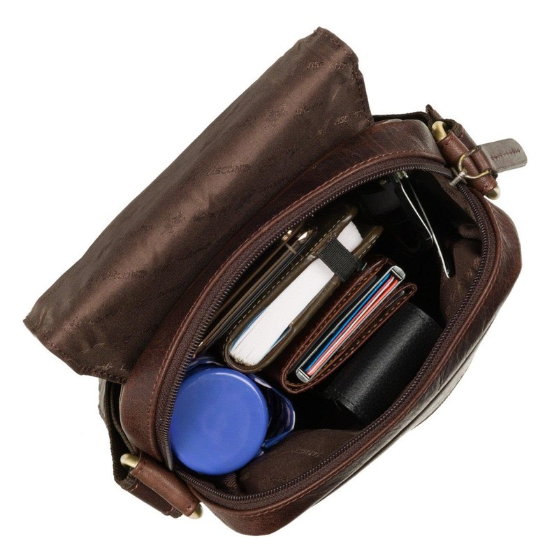 Visconti S7 Compact Leather Messenger Travel Bag, brown