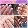 AddFavor French Tips Press on Nails Medium Square Fake Nails,