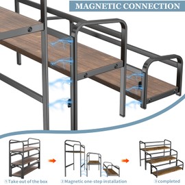 IYEBAU Coffee Syrup Rack,12 Bottle Capacity,3 Tier Coffee Bar Organizer,Kitchen Wine Rack,Coffee Station for Syrup, Wine Stand Shelf,Coffee Bar Accessories (Dark Brown Wood, Black)