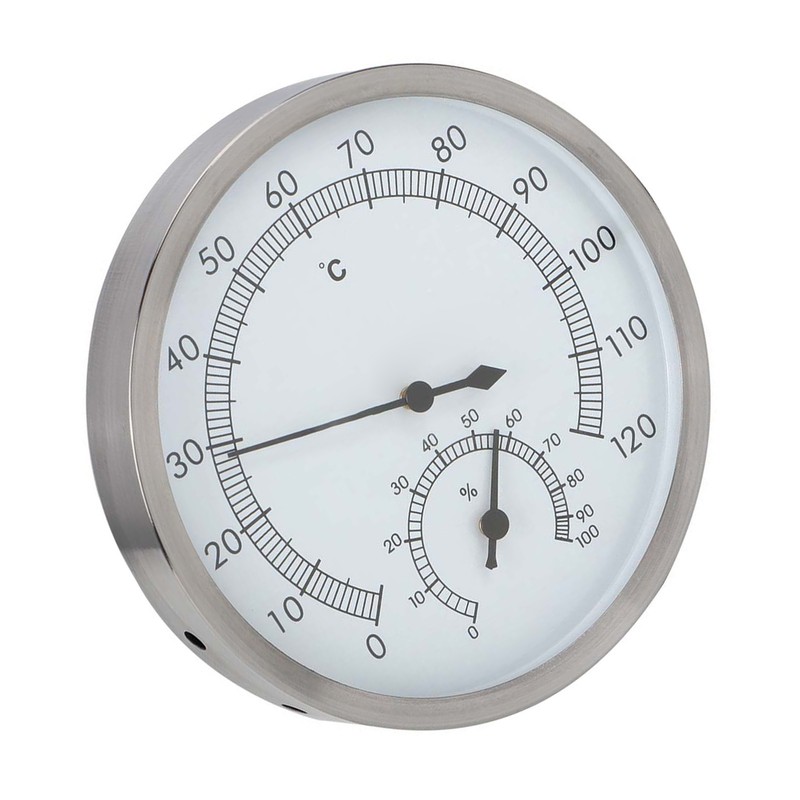 2 In-1 Stainless Steel Steam Room Sauna Room Thermometer Hygrometer