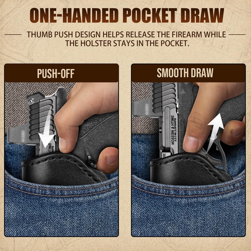 Leather Pocket Holster for S&W Bodyguard 2.0/Ruger LCP, Optic Ready,