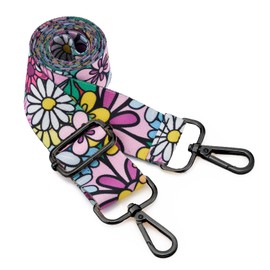 ZOOEASS Nickel Buckles Wide Shoulder Strap Adjustable Replacement Belt Gun Buckles Guitar Style Crossbody Bag Strap(Wide:1.5in,Long:49.2in) (Flower5)