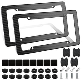 2-Pack License Plate Frame Heavy - Duty ABS Plastic License Plate Protector Anti - Rust Scratch - Resistant Weatherproof Licence Plate Cover Exact Fit for Cars Trucks SUVse(Carbon Fiber)