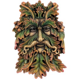 Green Man Wall Plaque – Wildwood Sage - Celtic Tree Spirit Sculpture | Garden Wall Art Ornament for Home or Outdoors