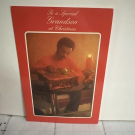 Vintage Merry Christmas Card  GrandSon Black African Present Beautiful Message