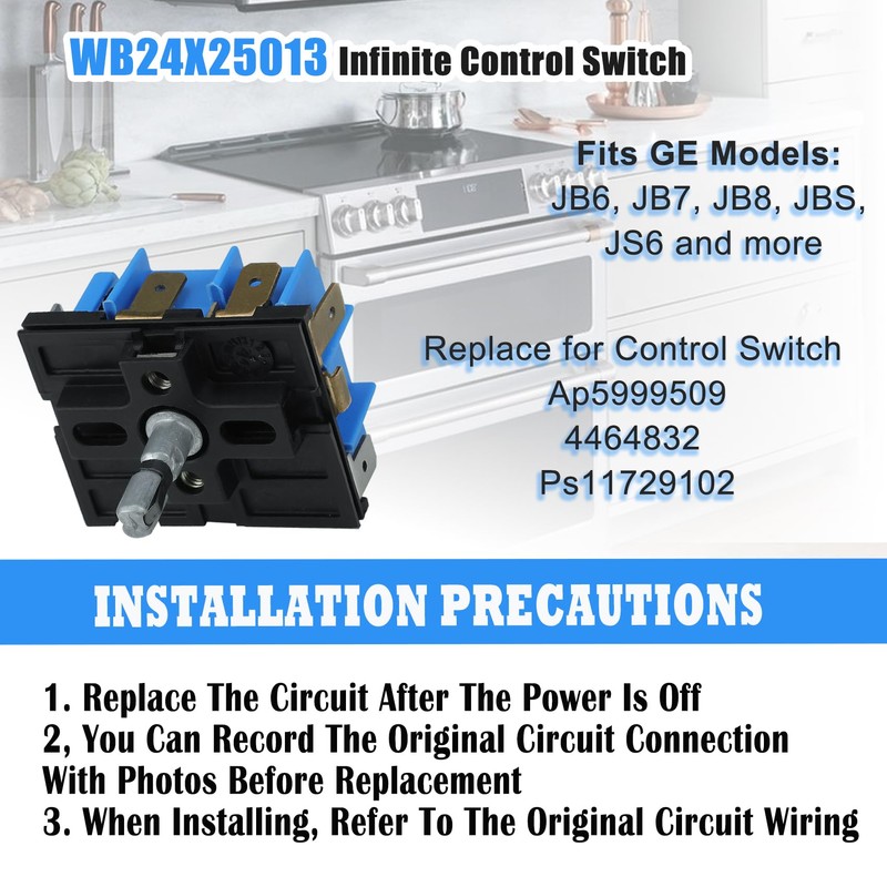 WB24X25013 Infinite Control Switch Replace for GE Range, 191d4774p005 Control