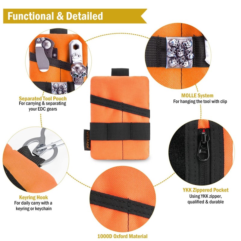 VIPERADE VE15 Mini Pocket Organizer, Nylon Tool Bag with Patch