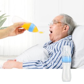 SIQITECHNO Drinking Aids Feeding Cup With Brush Flow Control Liquid Feeder Dysphagia Cup For Water Porridge Soup Fluid Drink Spoon Bottle For Elderly Adults Disabled Pregnant Patient Maternity