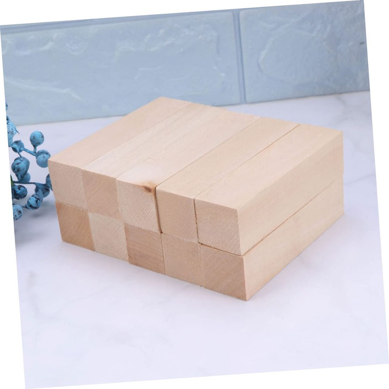jojofuny 10pcs Natural Basswood Craft Blocks for DIY Projects Smooth